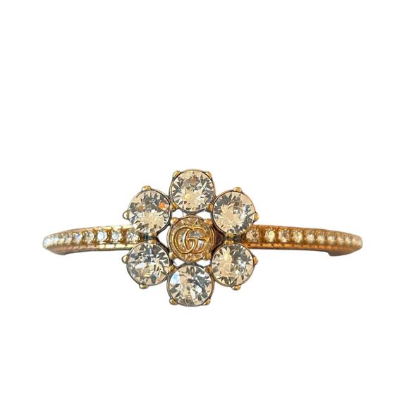 Authentic GUCCI Gold Double G Crystal Rhinestone Bracelet NEW - Picture 5 of 16